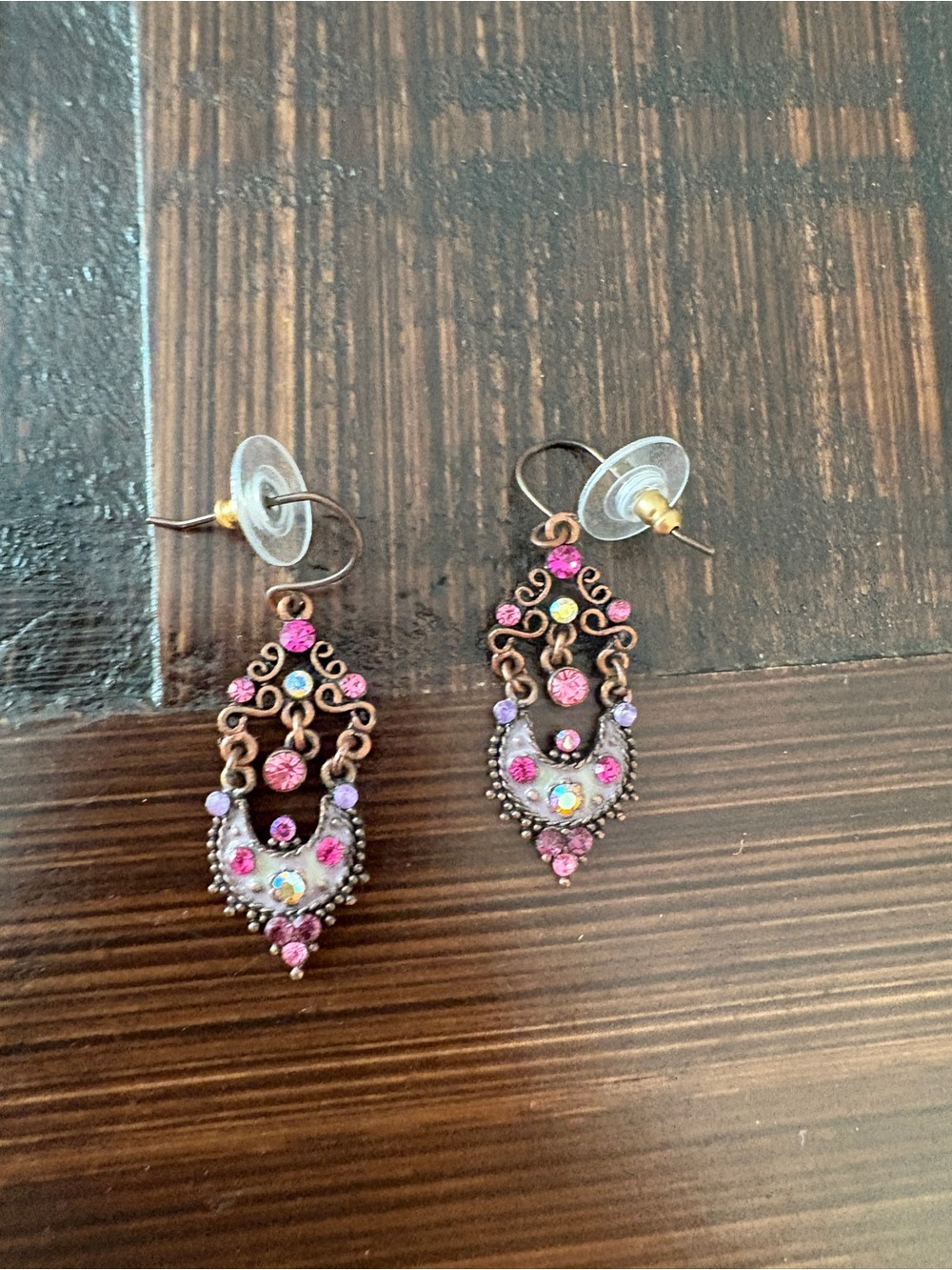 Vintage Earrings with Pink Stones